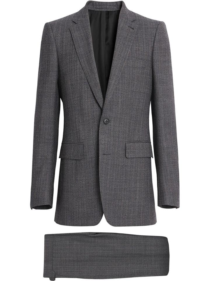 Burberry Slim Fit English Pinstripe Wool Suit - Grey