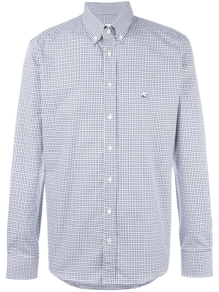 Etro Button-down Checked Shirt, Men's, Size: 44, Blue, Cotton