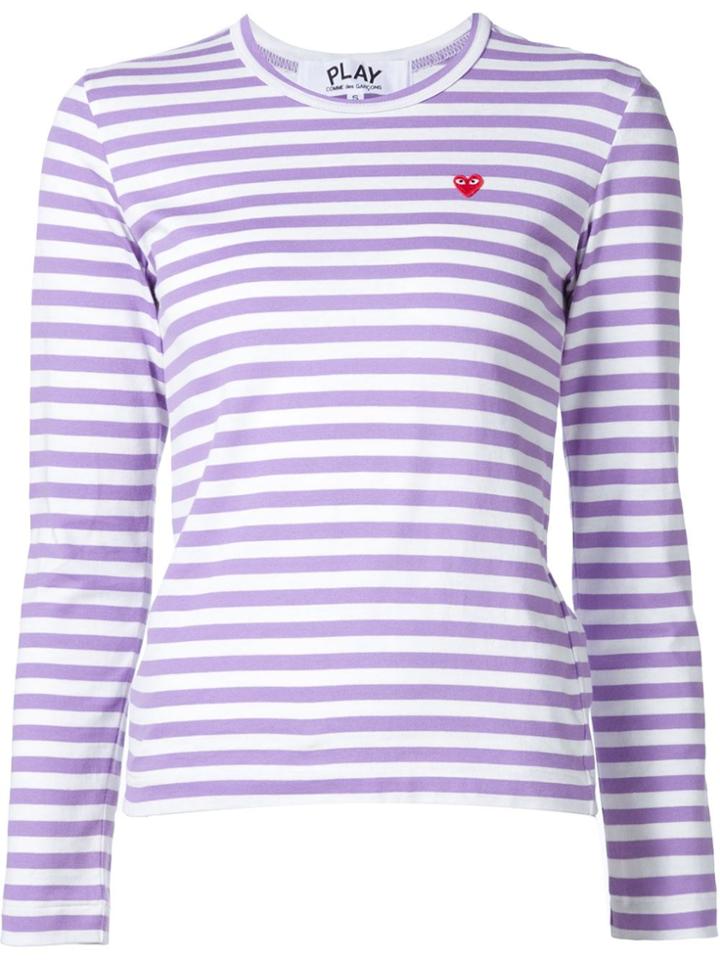 Comme Des Garçons Play Mini Heart Striped T-shirt - Pink & Purple