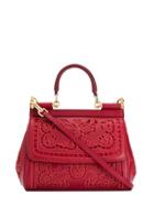 Dolce & Gabbana Floral Lace Shoulder Bag - Red