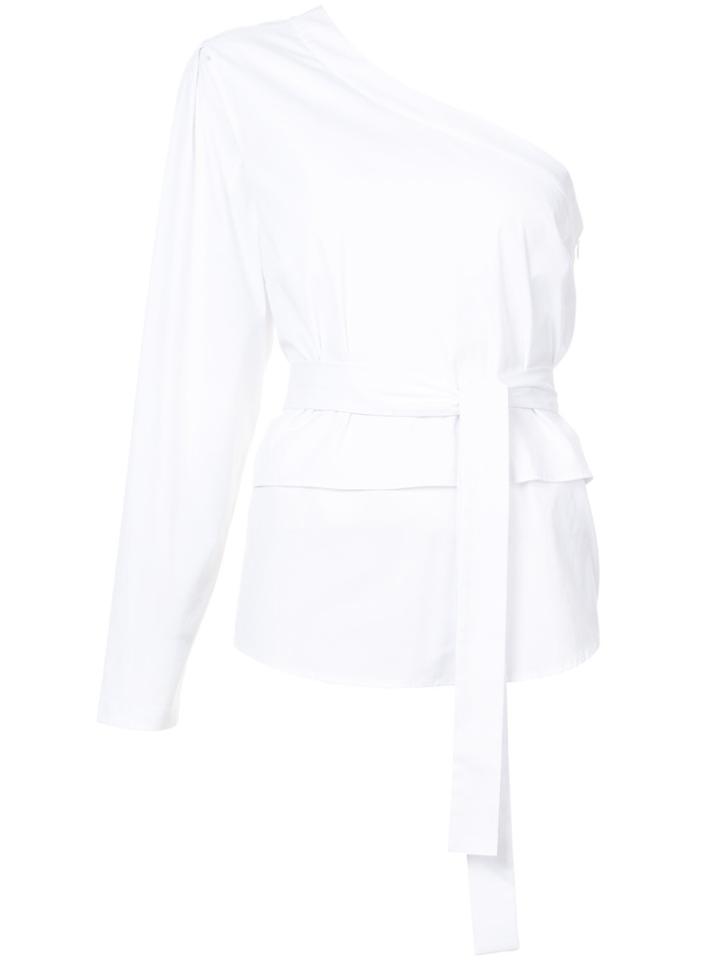 Tome Asymmetric Belt Blouse - White