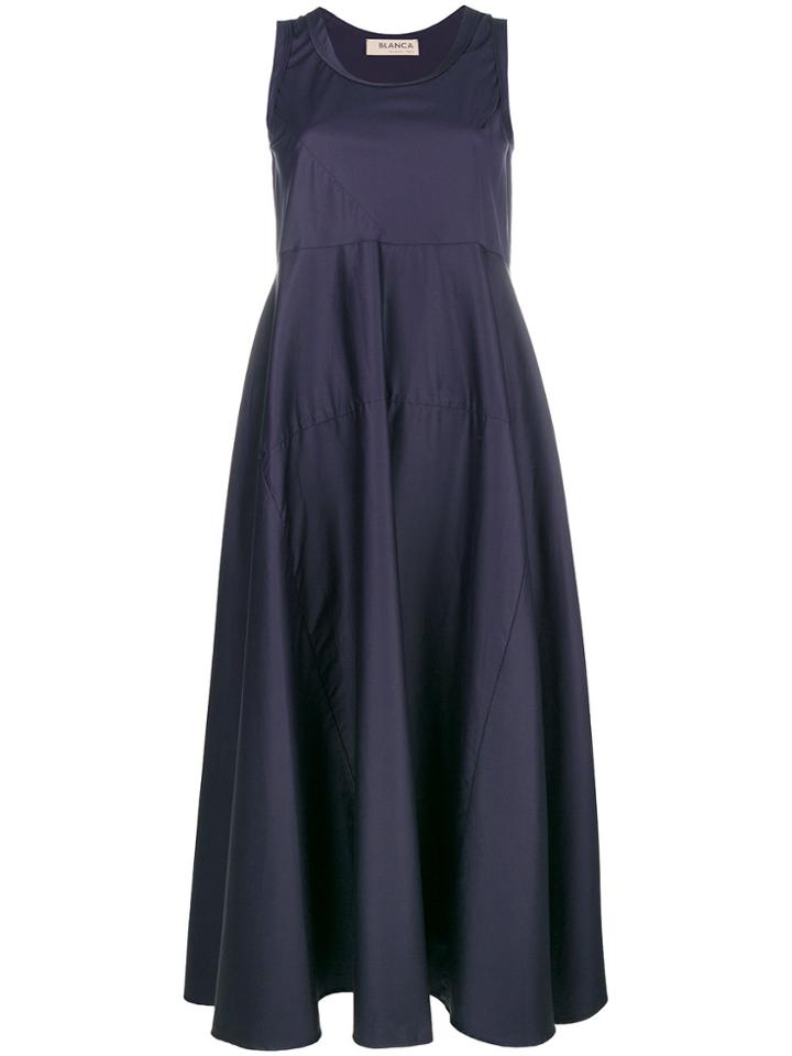 Blanca Round Neck Midi Dress - Blue