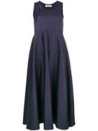 Blanca Round Neck Midi Dress - Blue