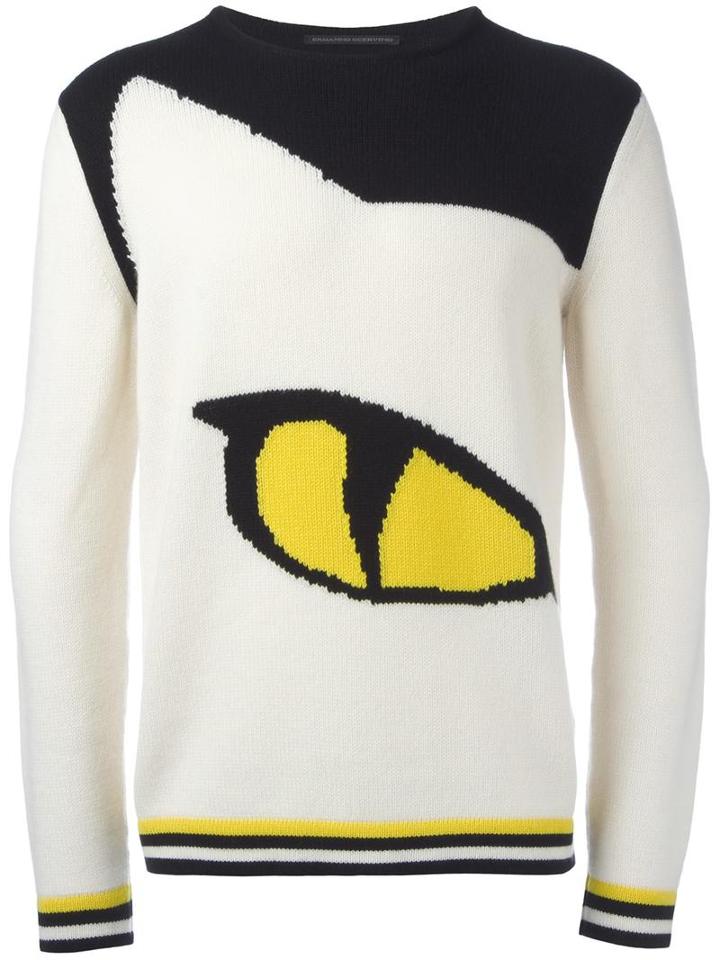 Ermanno Scervino 'cat's Eye' Motif Jumper, Men's, Size: 46, White, Cashmere