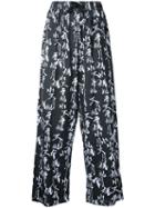 Ikumi Accent Printed Palazzo Pants, Women's, Size: Large, Black, Rayon