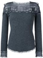 Ermanno Scervino Lace Insert Jumper, Women's, Size: 44, Grey, Silk/cashmere/wool