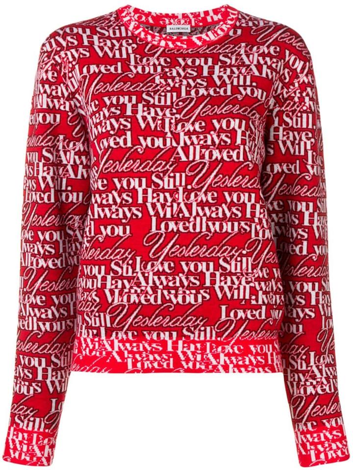 Balenciaga Crew Neck Jumper - Red