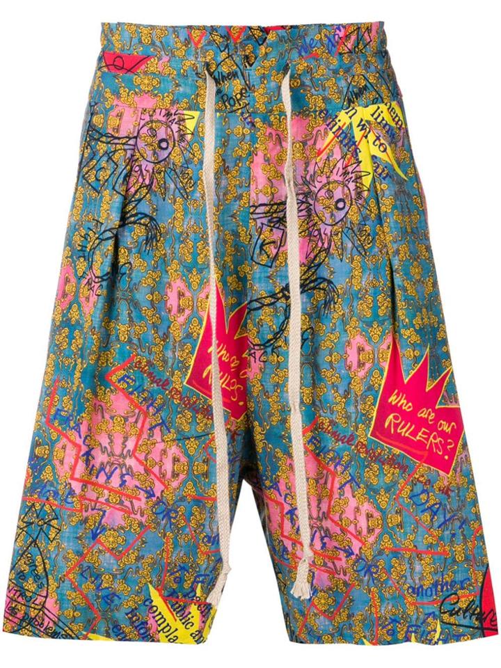 Vivienne Westwood Samurai Print Bermuda Shorts - Blue