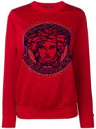 Versace Studded Medusa Head Sweatshirt - Red