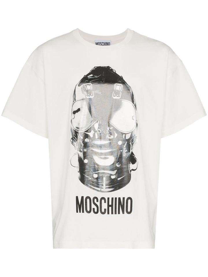 Moschino Mask And Logo Print Cotton T-shirt - White