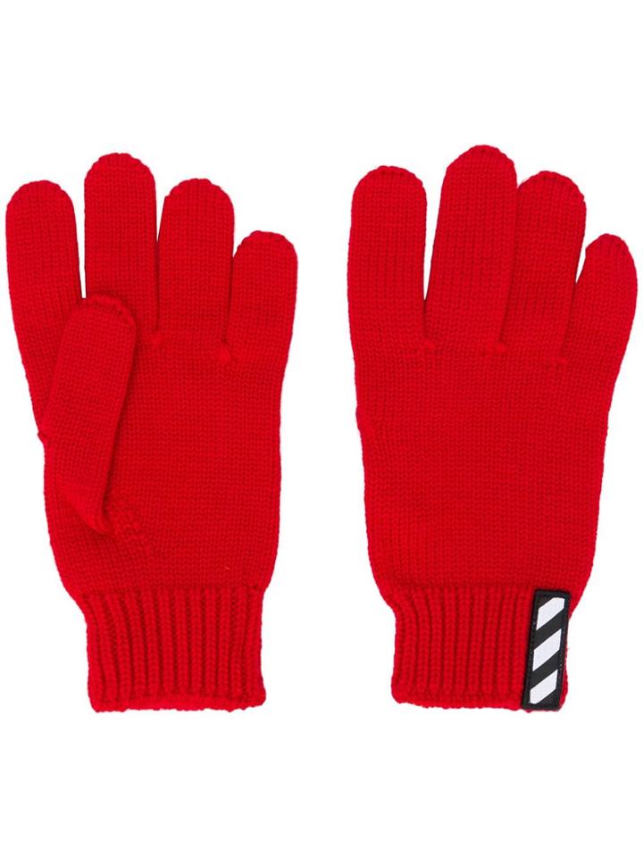 Off-white Logo Patch Gloves - Red