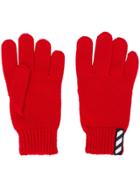 Off-white Logo Patch Gloves - Red