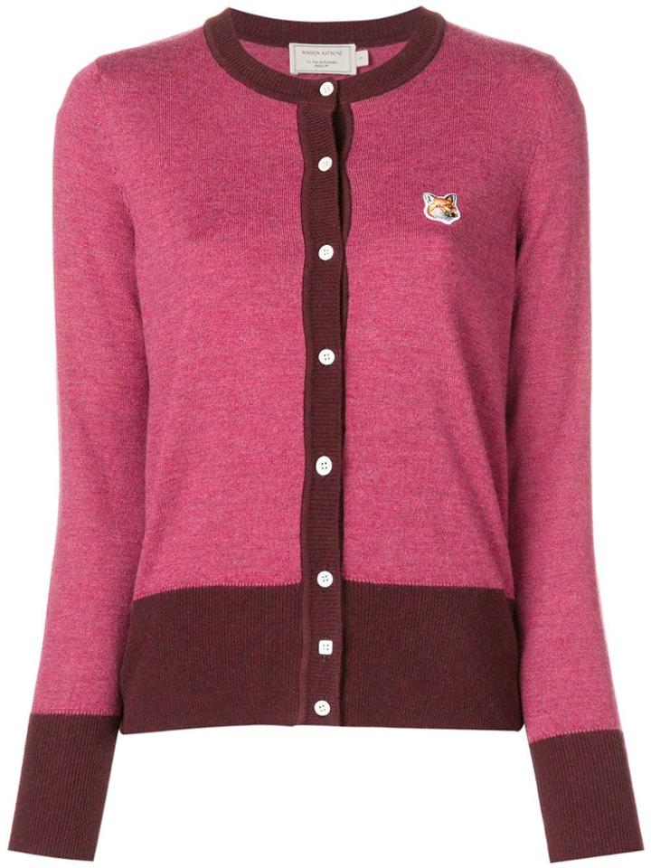 Maison Kitsuné Fox Patch Cardigan - Pink & Purple