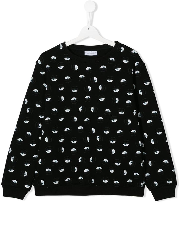 Chiara Ferragni Kids Teen Printed Eye Sweater - Black