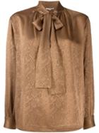 Yves Saint Laurent Pre-owned 1970's Snakeskin Print Pussy Bow Blouse -