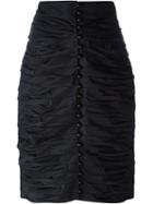 Lanvin Vintage Ruched Pencil Skirt, Women's, Size: 44, Black