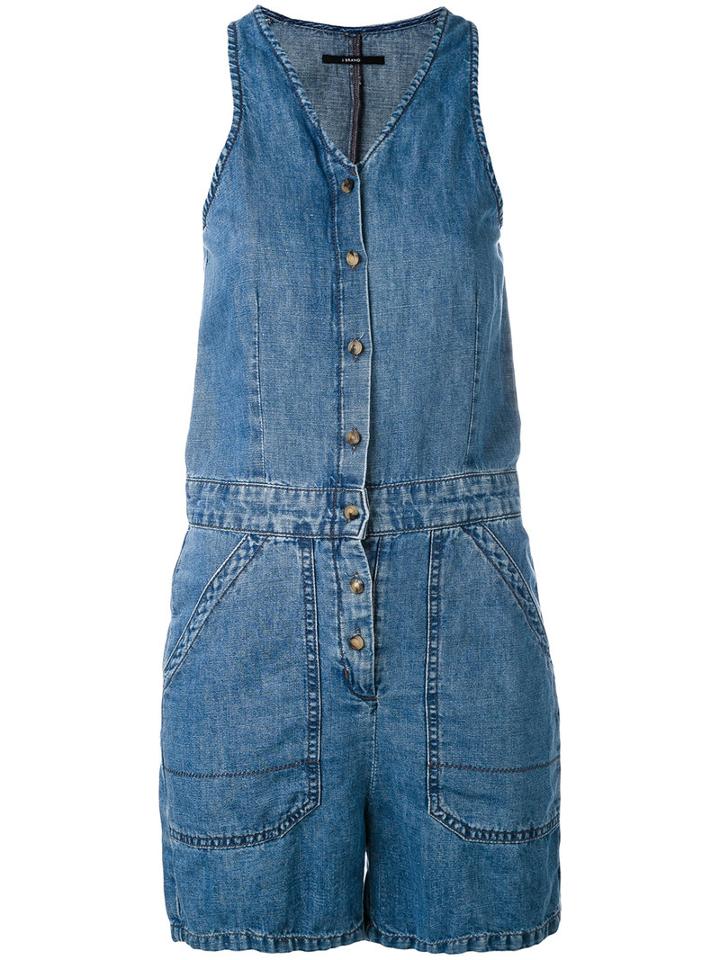 J Brand - Denim Playsuit - Women - Cotton/linen/flax - S, Blue, Cotton/linen/flax