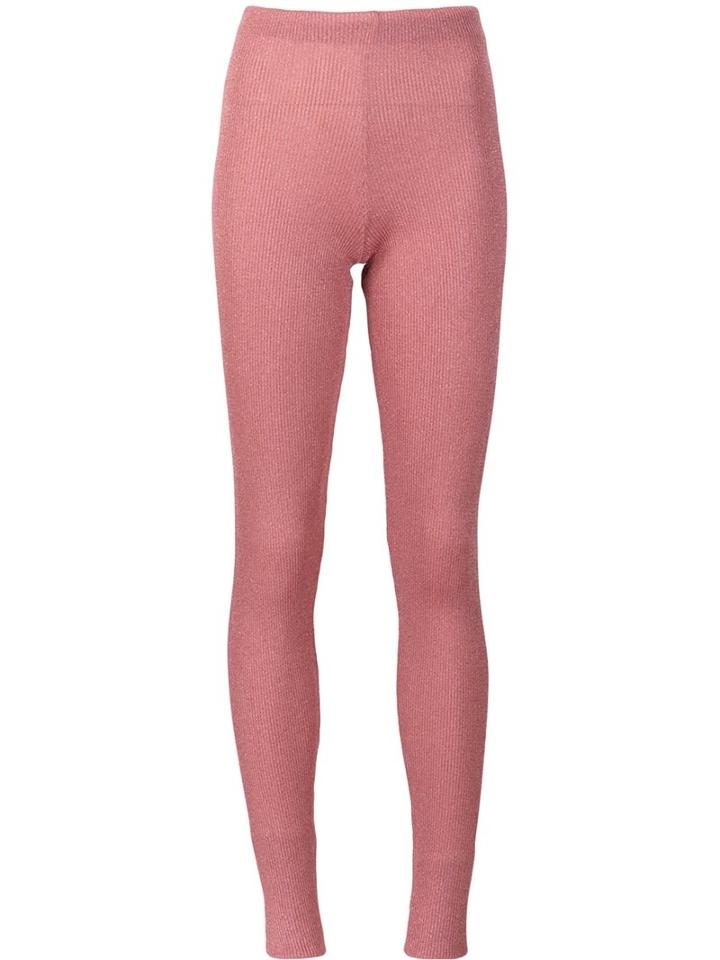 Marios 'shimmery' Ribbed Leggings, Women's, Size: Medium, Pink/purple, Nylon/polyester/acetate