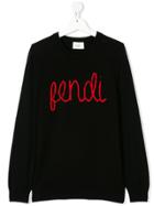 Fendi Kids Logo Knit Jumper - Black
