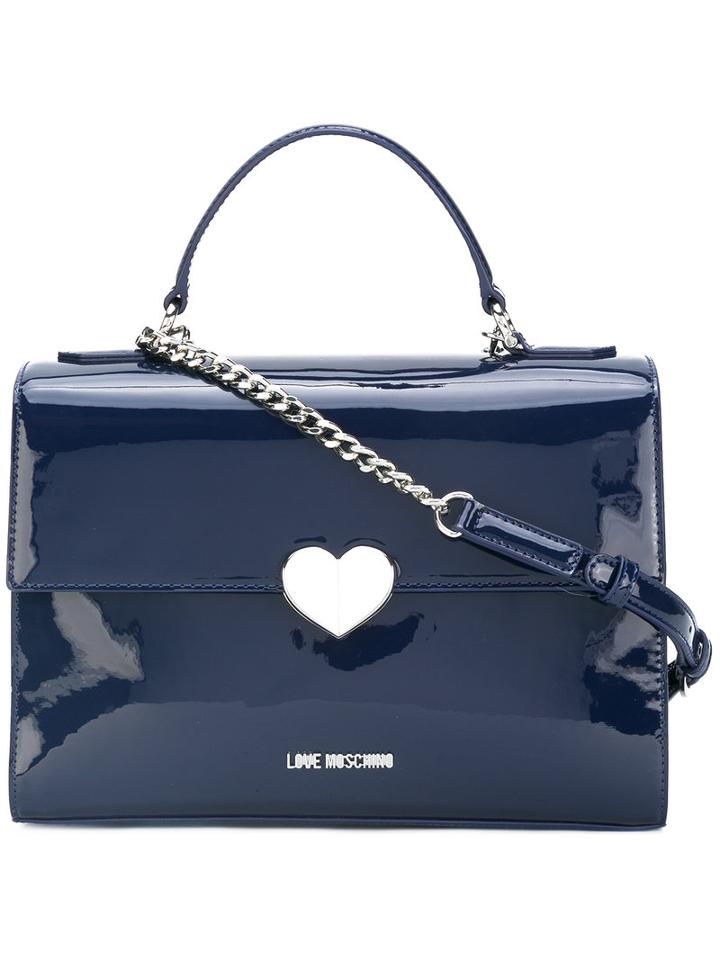 Love Moschino - Logo Heart Shoulder Bag - Women - Polyurethane/metal (other) - One Size, Women's, Blue, Polyurethane/metal (other)