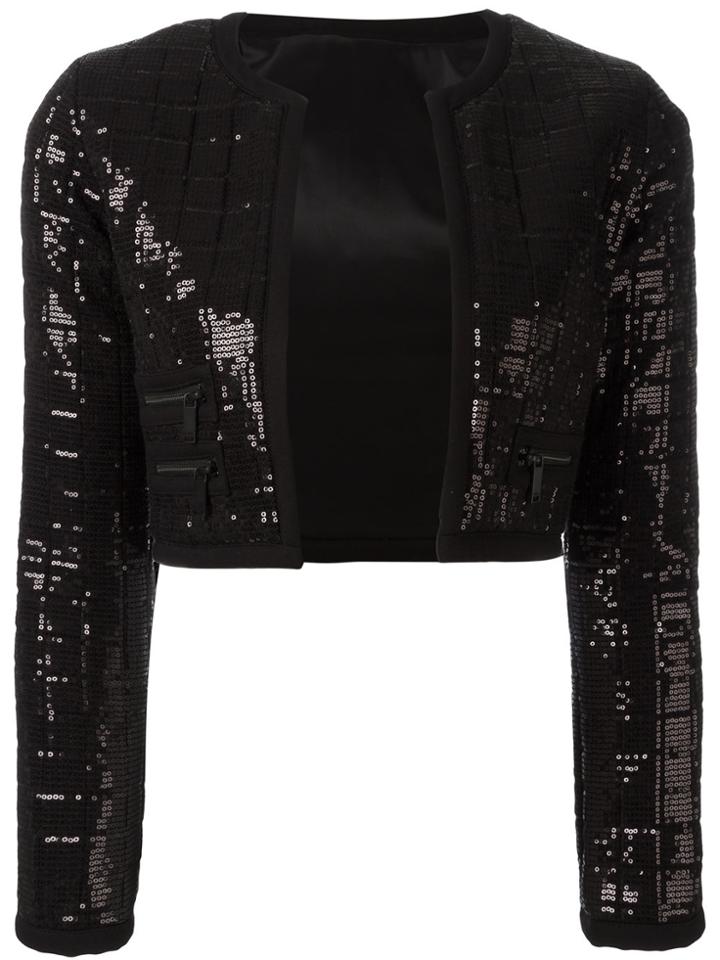 Karl Lagerfeld Sequinned Cropped Jacket - Black