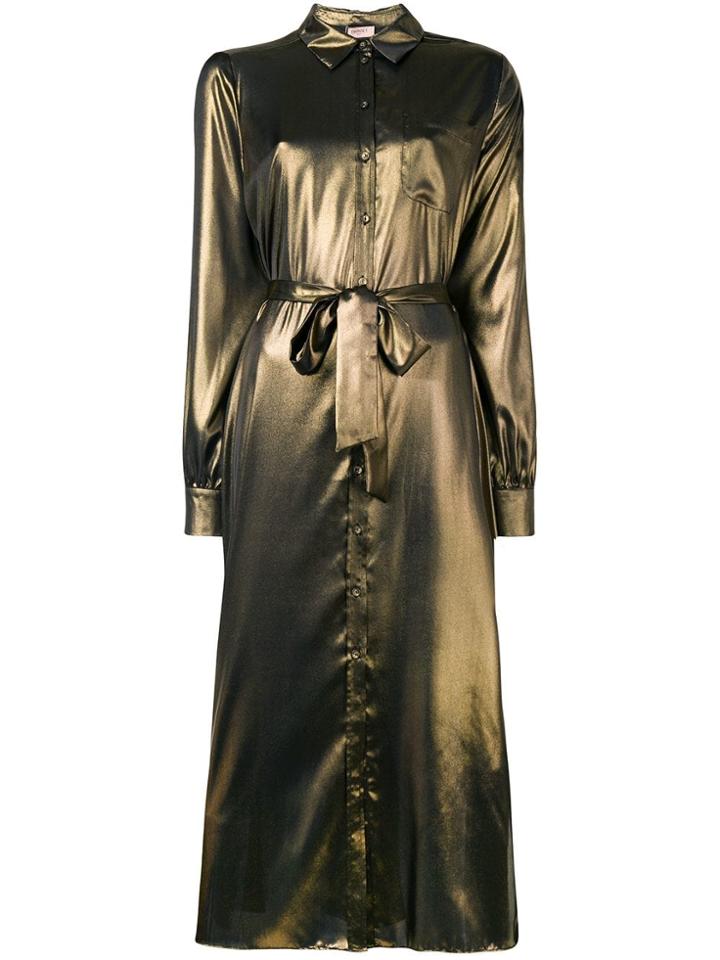 Twin-set Belted Shirt Dress - Metallic