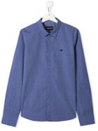 Emporio Armani Kids Teen Patterned Long-sleeve Shirt - Blue