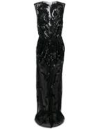 Elisabetta Franchi Long Sequin Gown - Black