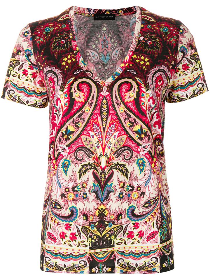 Etro Paisley Print T-shirt - Pink & Purple