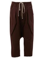 Rick Owens Drop-crotch Cropped Trousers, Men's, Size: 46, Brown, Cotton/spandex/elastane