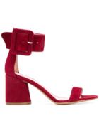 Anna F. Buckle Ankle Sandals - Red