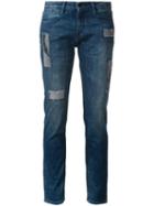 Brocken Bow Sequinned Patchwork Skinny Jeans, Women's, Size: 28, Blue, Cotton/spandex/elastane