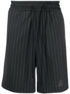 Odeur Drawstring Pinstripe Shorts - Black