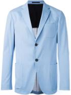 Z Zegna Two Button Blazer, Men's, Size: 52, Blue, Cotton/polyamide/cupro