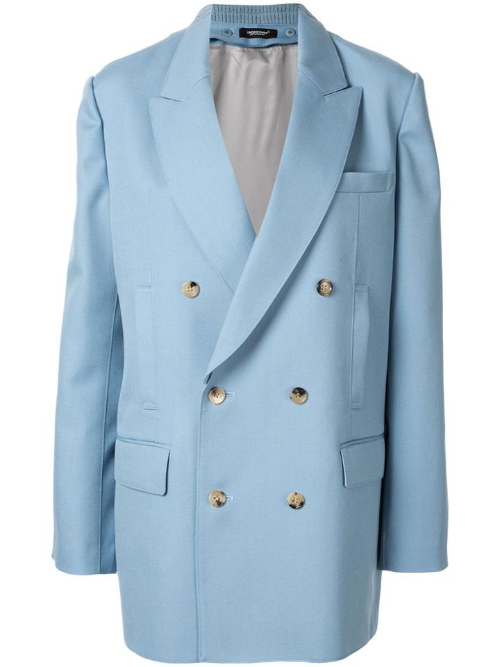 Undercover Contrast Double-breasted Blazer - Blue