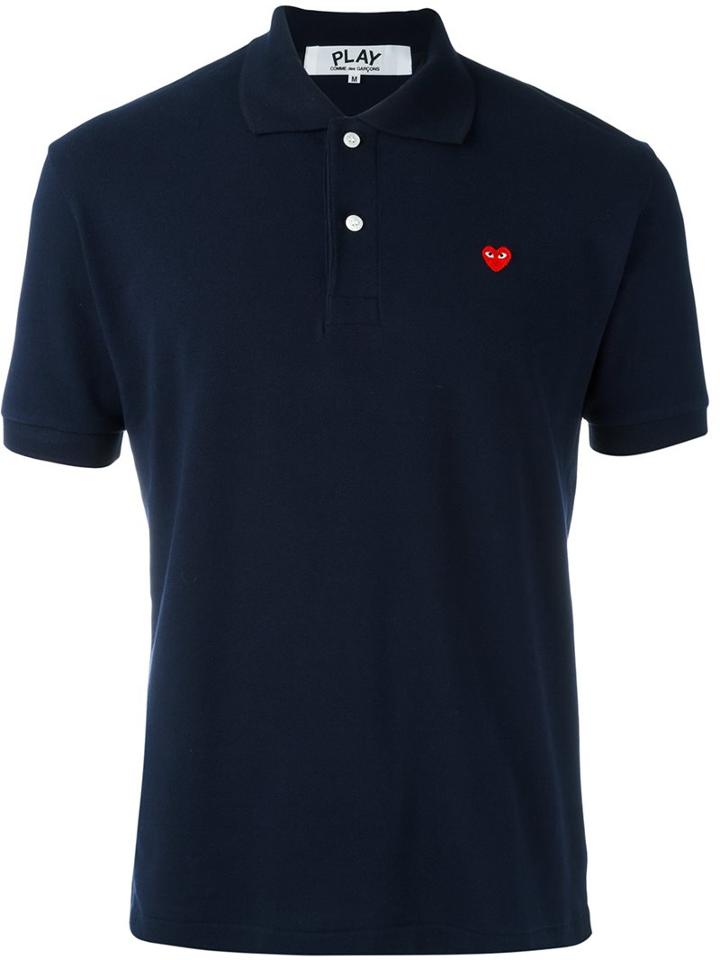Comme Des Garçons Play Short Sleeve Polo Shirt, Men's, Size: Xl, Blue, Cotton