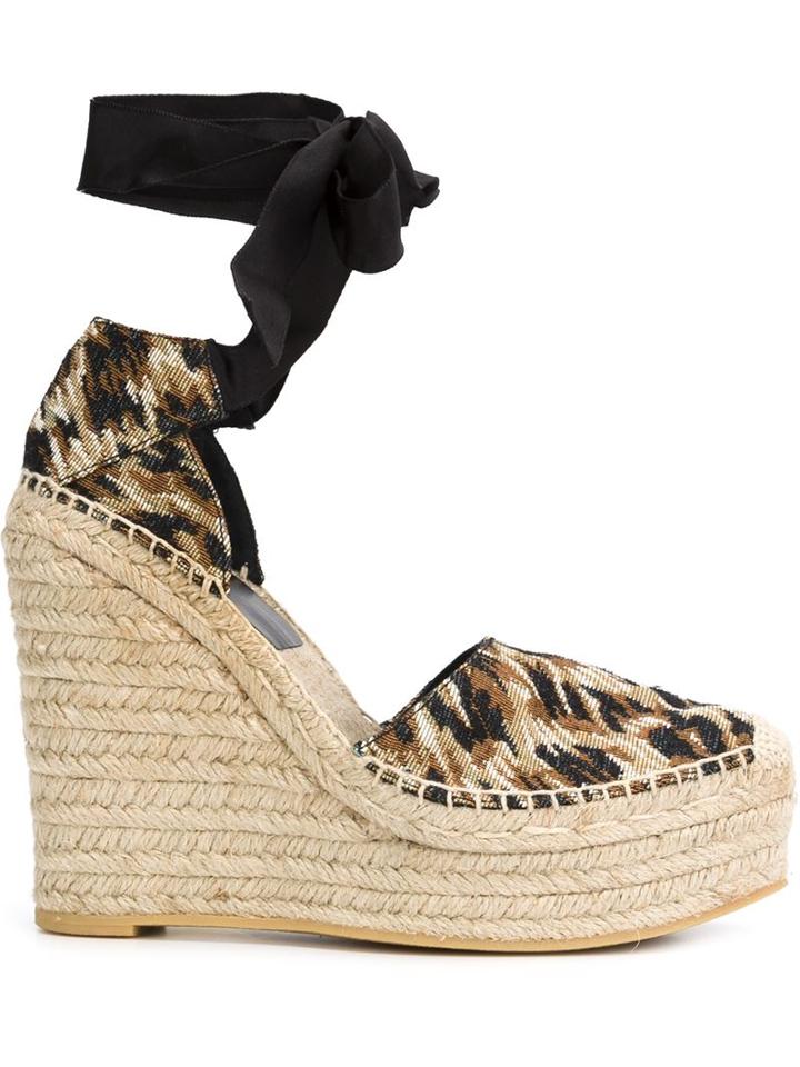Saint Laurent Leopard Jacquard Wedge Espadrilles
