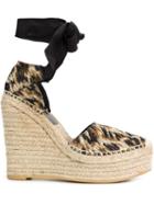 Saint Laurent Leopard Jacquard Wedge Espadrilles