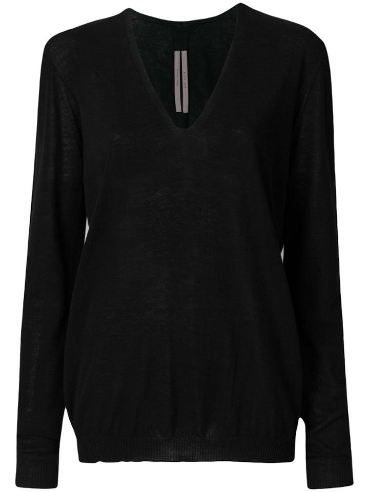 Rick Owens V-neck Longline Sweater - Black