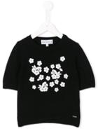 Simonetta Floral Embellished T-shirt, Girl's, Size: 12 Yrs, Black