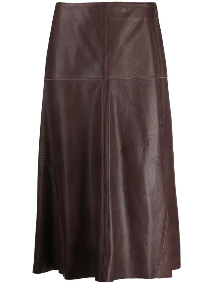 Arma Panelled Leather Skirt - Brown