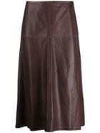 Arma Panelled Leather Skirt - Brown