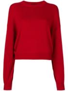 Theory Round Neck Ribbed Sweater - Red