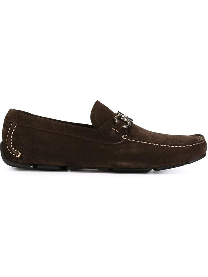 Salvatore Ferragamo Parigi Loafers, Men's, Size: 9, Brown, Calf Suede/leather/rubber