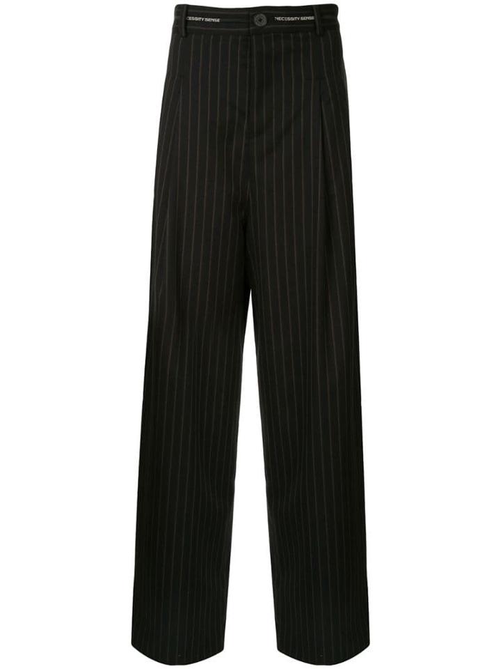 Necessity Sense Dobby Pleats Trouser Kash Gold Stripe - Black
