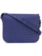 Bottega Veneta Interlaced Design Crossbody Bag, Women's, Blue, Lamb Skin