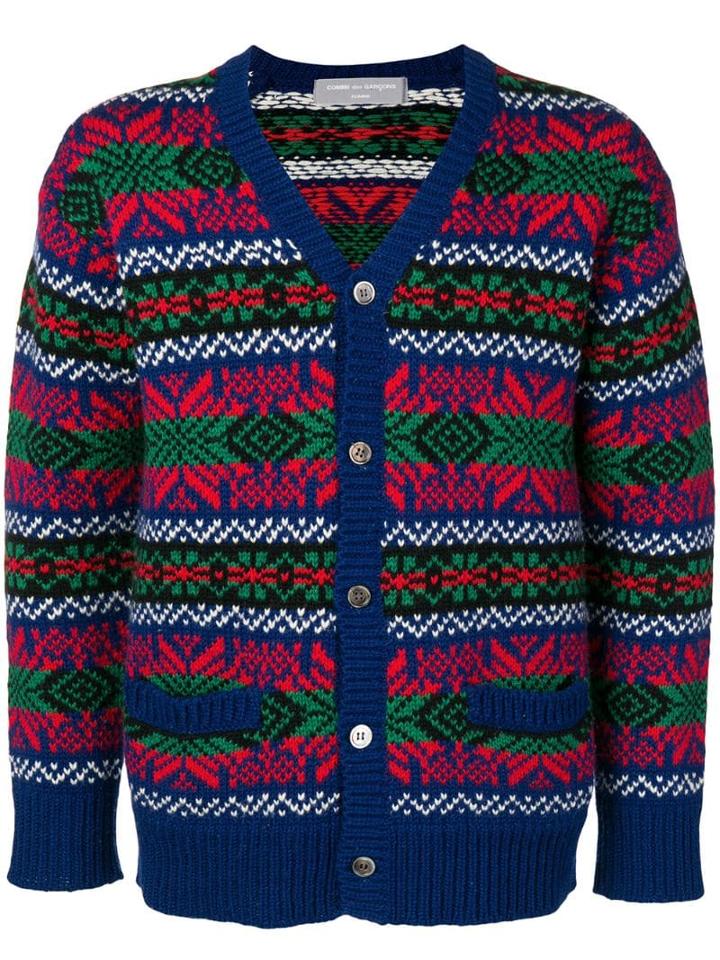 Comme Des Garçons Pre-owned Intarsia Buttoned Cardigan - Blue