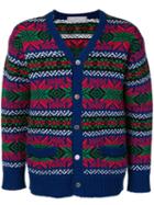 Comme Des Garçons Pre-owned Intarsia Buttoned Cardigan - Blue