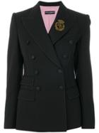 Dolce & Gabbana Double Breasted Crown Patch Blazer - Black