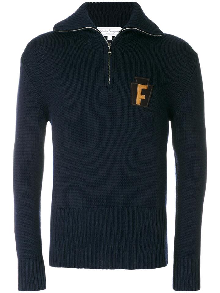 Salvatore Ferragamo F Patch Sweater - Blue